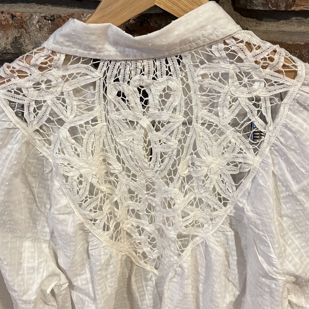 Anthropologie x Pilcro Swiss Dot and Lace Button Up Blouse - Picture 5 of 8